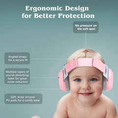 Bella's Friends pink ear protection with anti-slip straps stays in place