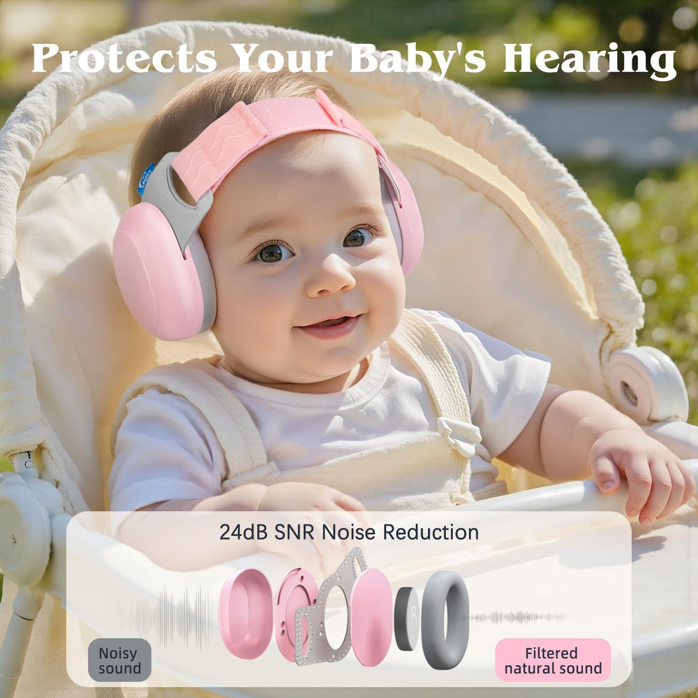 Bella's Friends pink foam padding cushions tiny ears during noisy activities