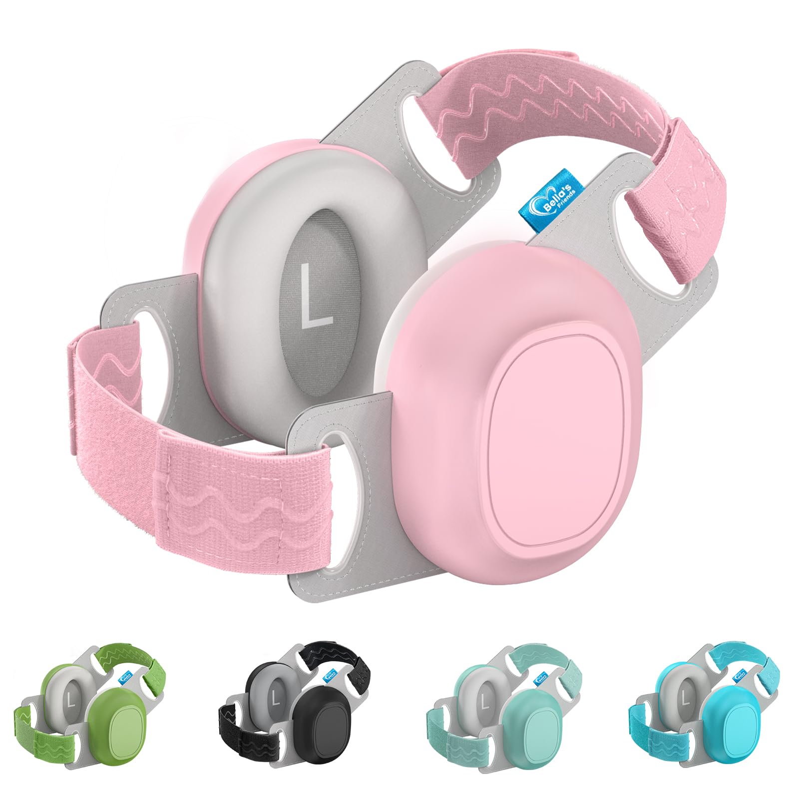 Bella's Friends pink headband ear protection for babies ensures gentle, secure fit for travel