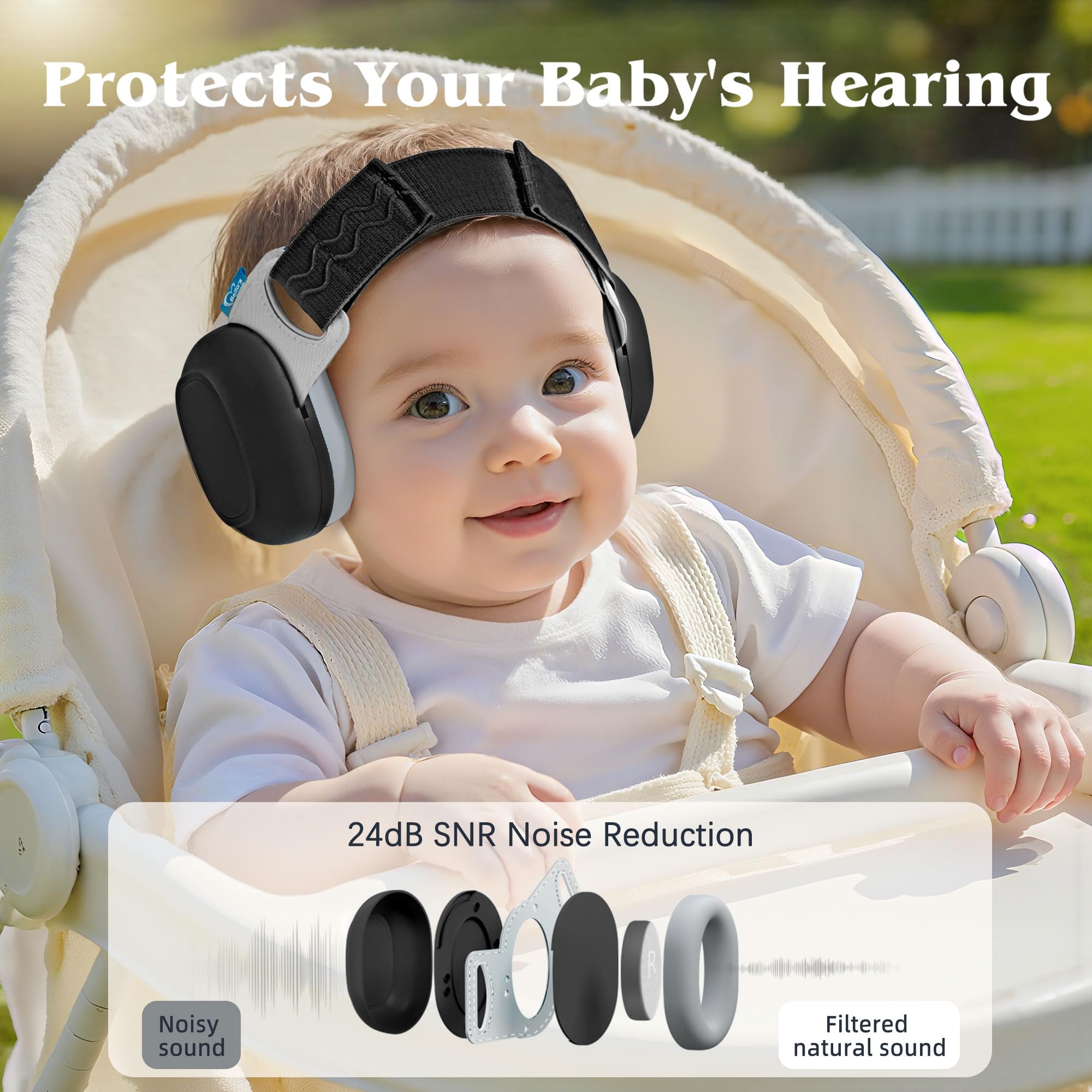 Bella's Friends earmuffs demonstrate adjustable straps for growing toddlers.