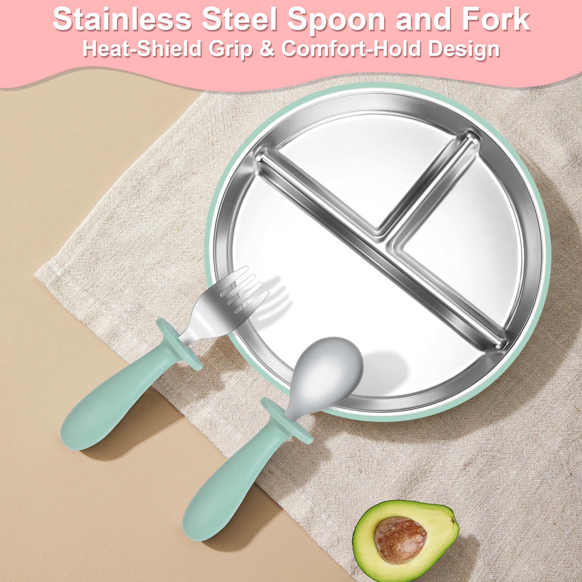 Bella’s Friends plate with suction keeps meals steady on flat surfaces