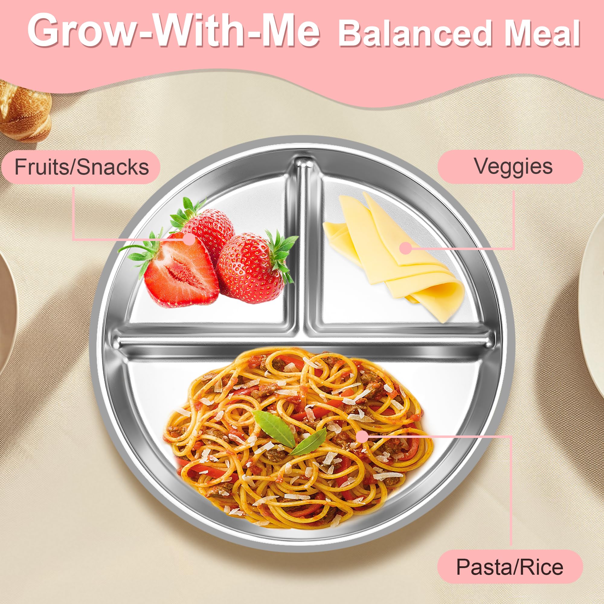 Bella’s Friends beige-green divided-plate adds color to mealtime
