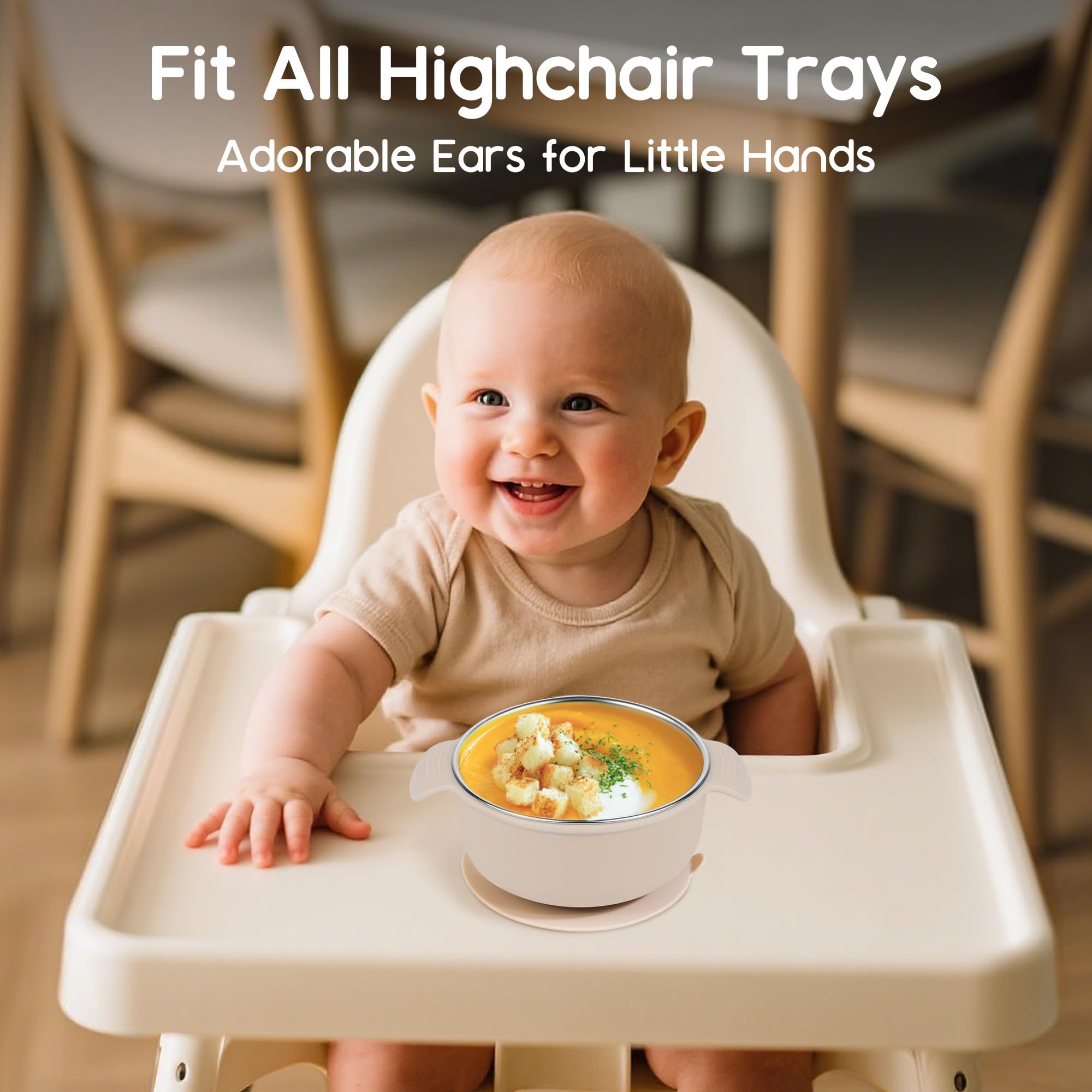 Bella's Friends bowls in highchair-use scenario stay stable during feeding