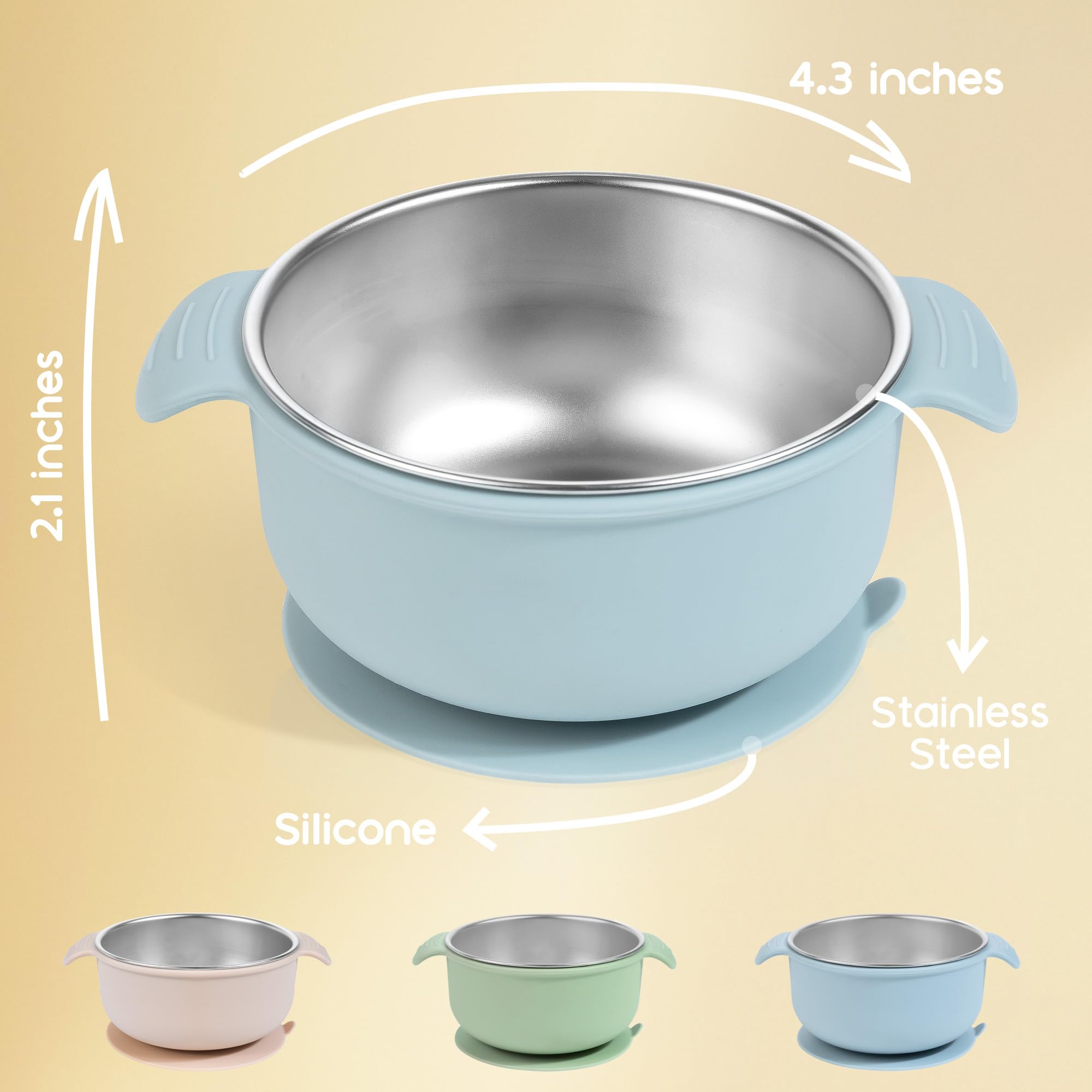 Bella's Friends suction-base bowl in green reduces spills during toddler meals.