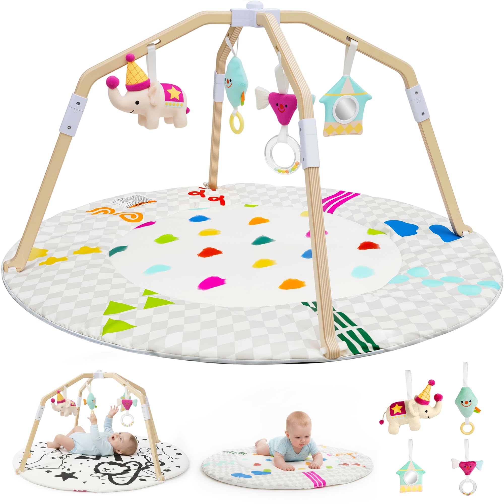 Bella's Friends Circus Play Gym assembly shows a sturdy wooden frame for play