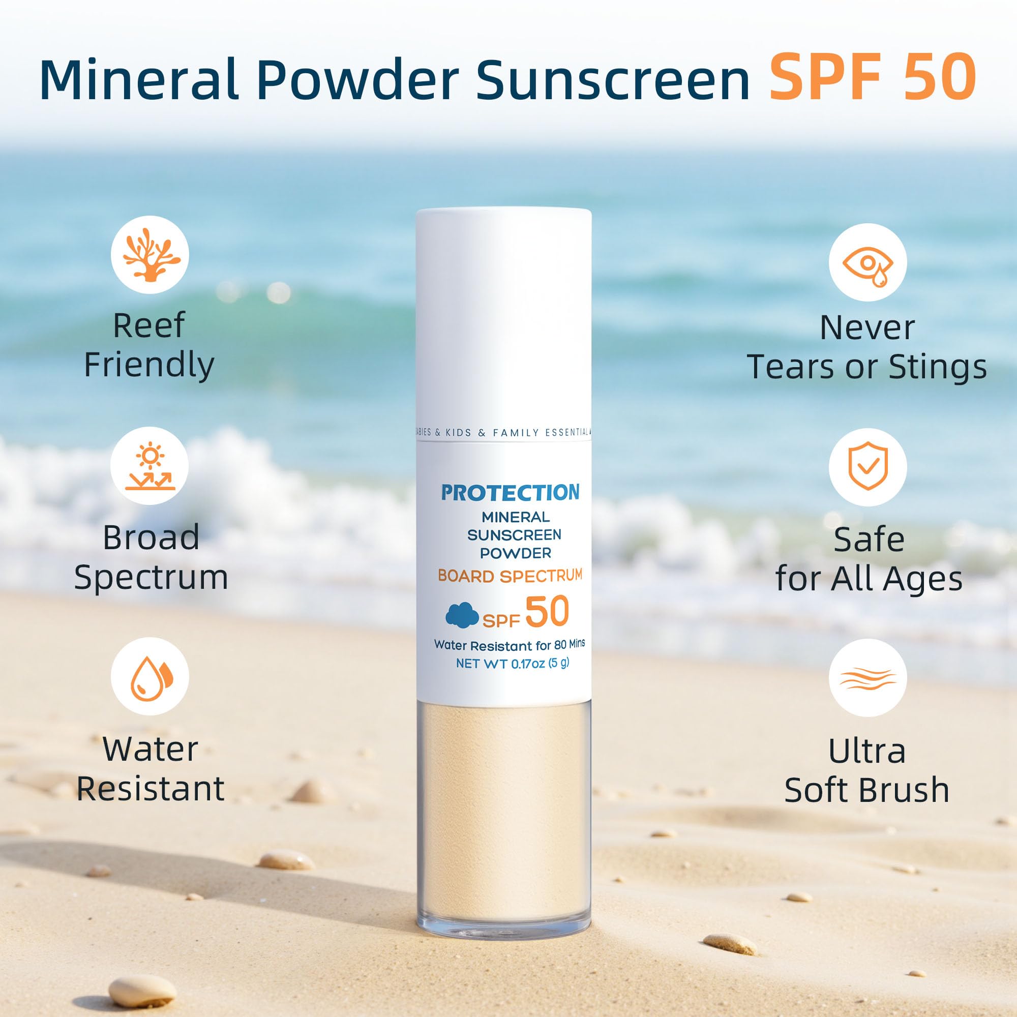Bella's Friends compact travel size sunscreen powder, perfect for on-the-go protection.