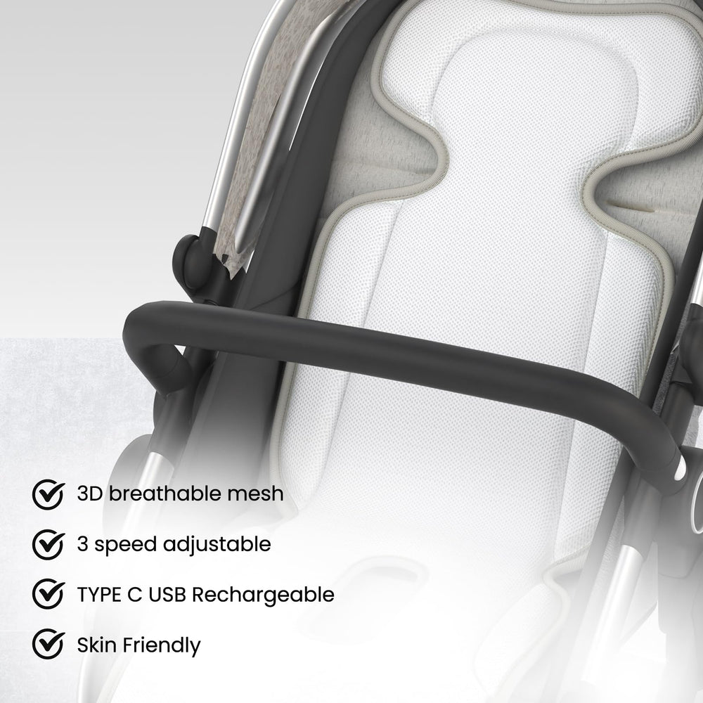 Bella's Friends cooling pad universal fit demonstrates compatibility with most strollers