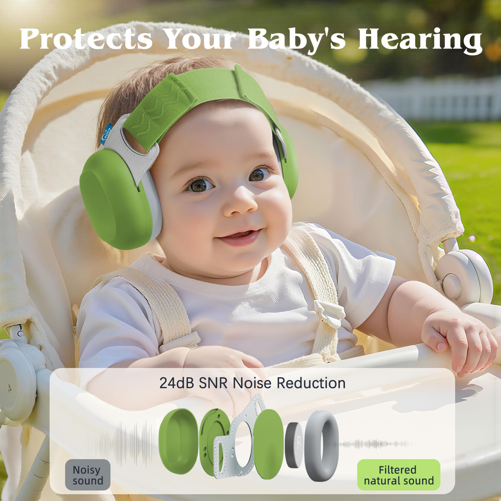 Bella's Friends ergonomic headband provides pressure-free fit for growing infants and toddlers.