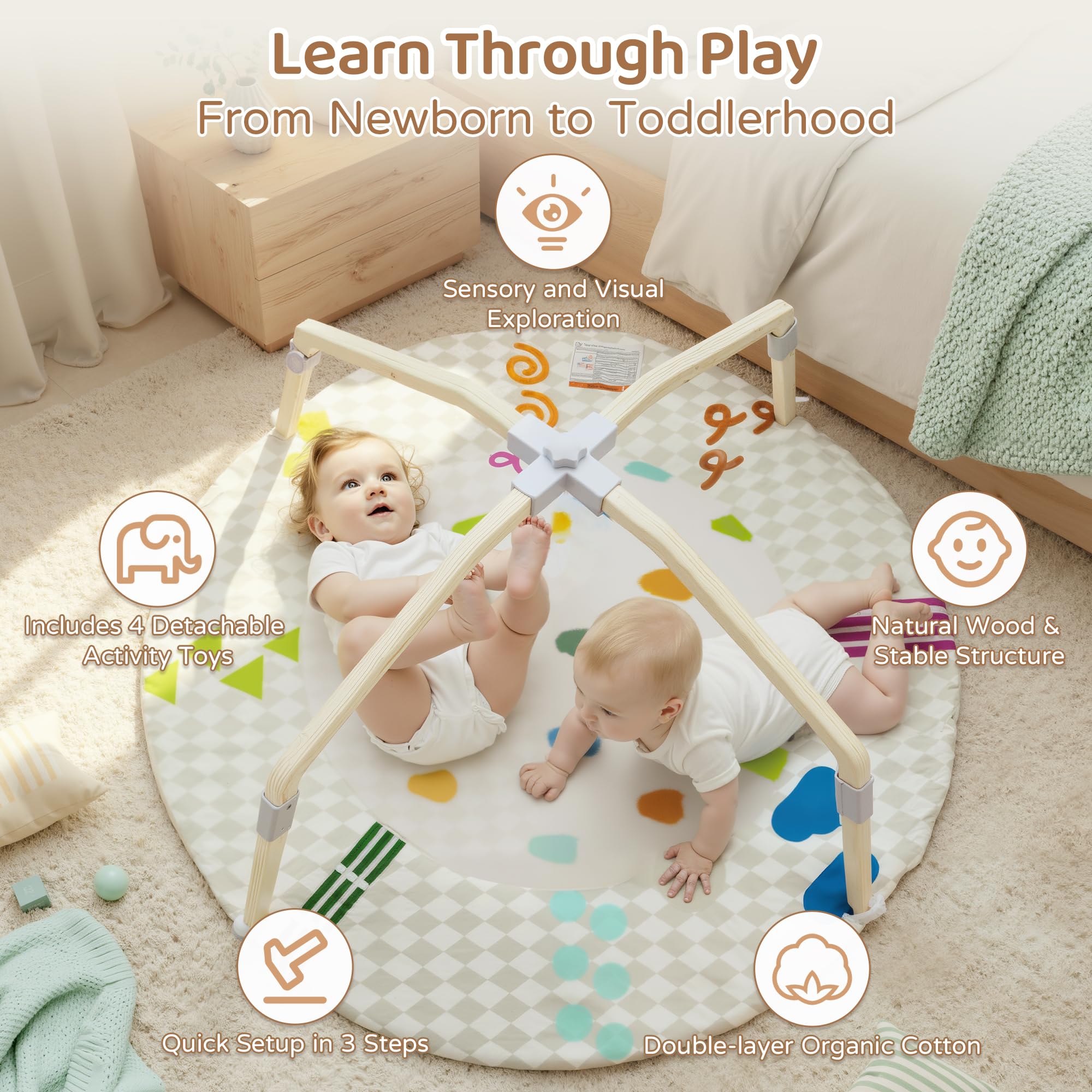 Bella's Friends large 43x43 inch play space for tummy time