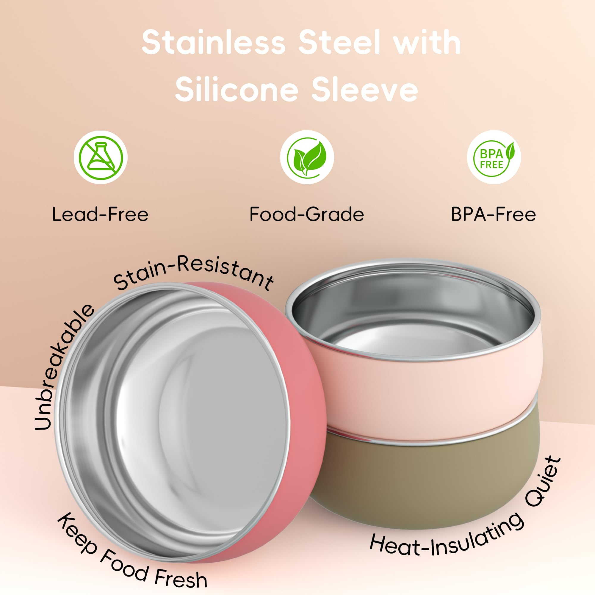 Bella's Friends lead-free stainless bowl assures safe dining for little paws.