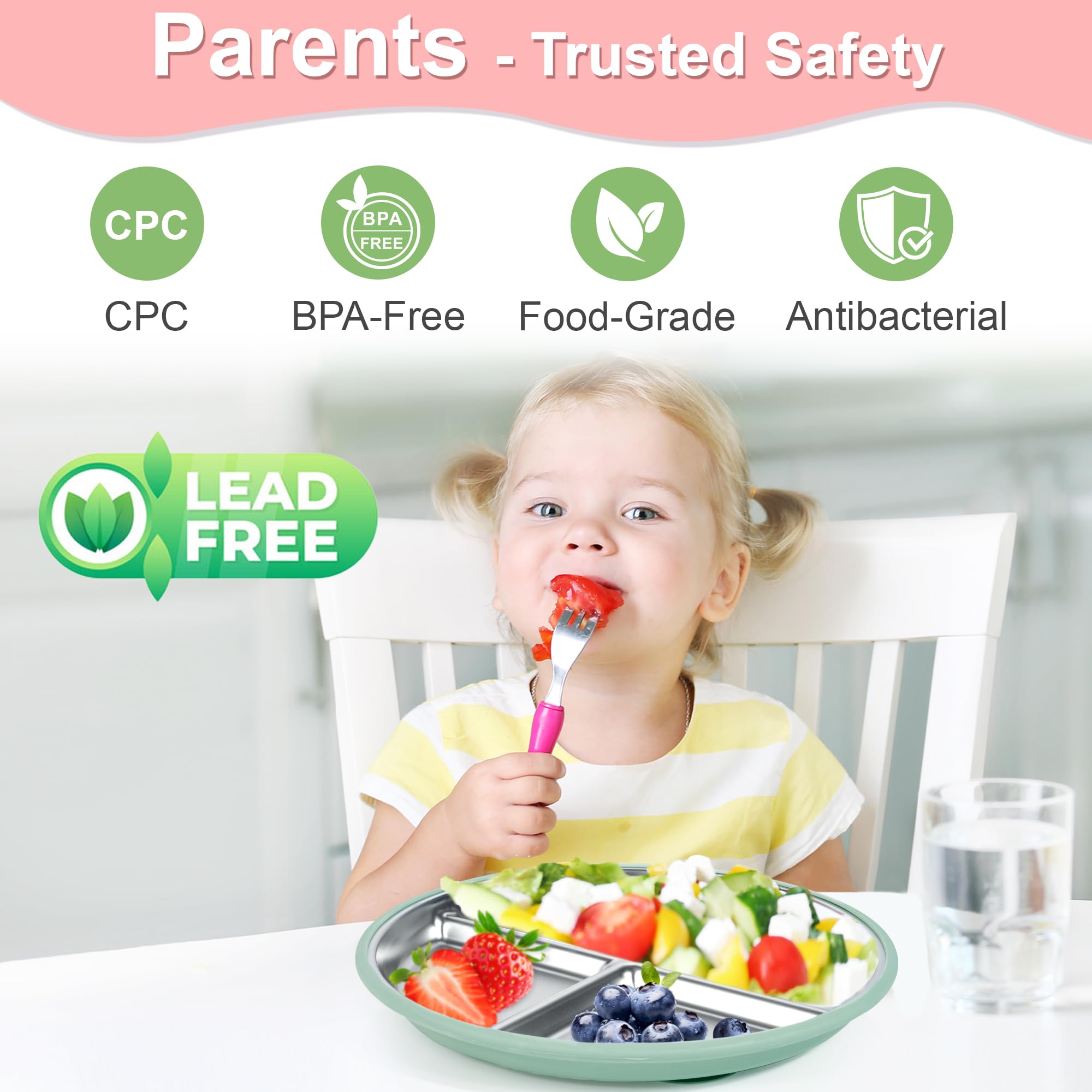 Bella's Friends 9-inch divided plate supports balanced meals for growing eaters.