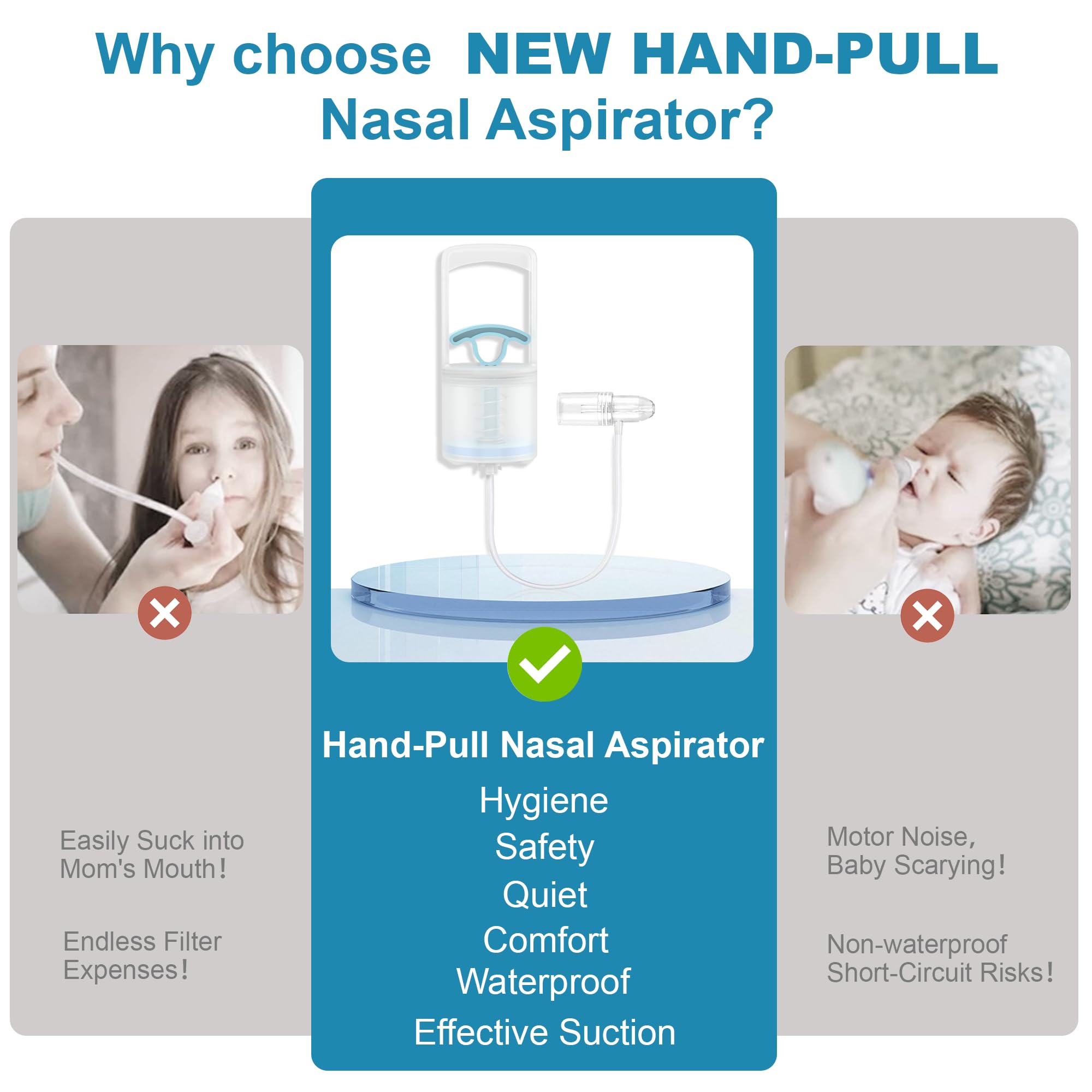One-way airflow design keeps mucus contained for easy cleanup.
