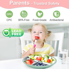 Bella's Friends suction cups secure the plate for mess-free feeding sessions.