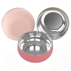 Bella's Friends stainless steel bowl with removable silicone sleeve for easy cleaning and safety.