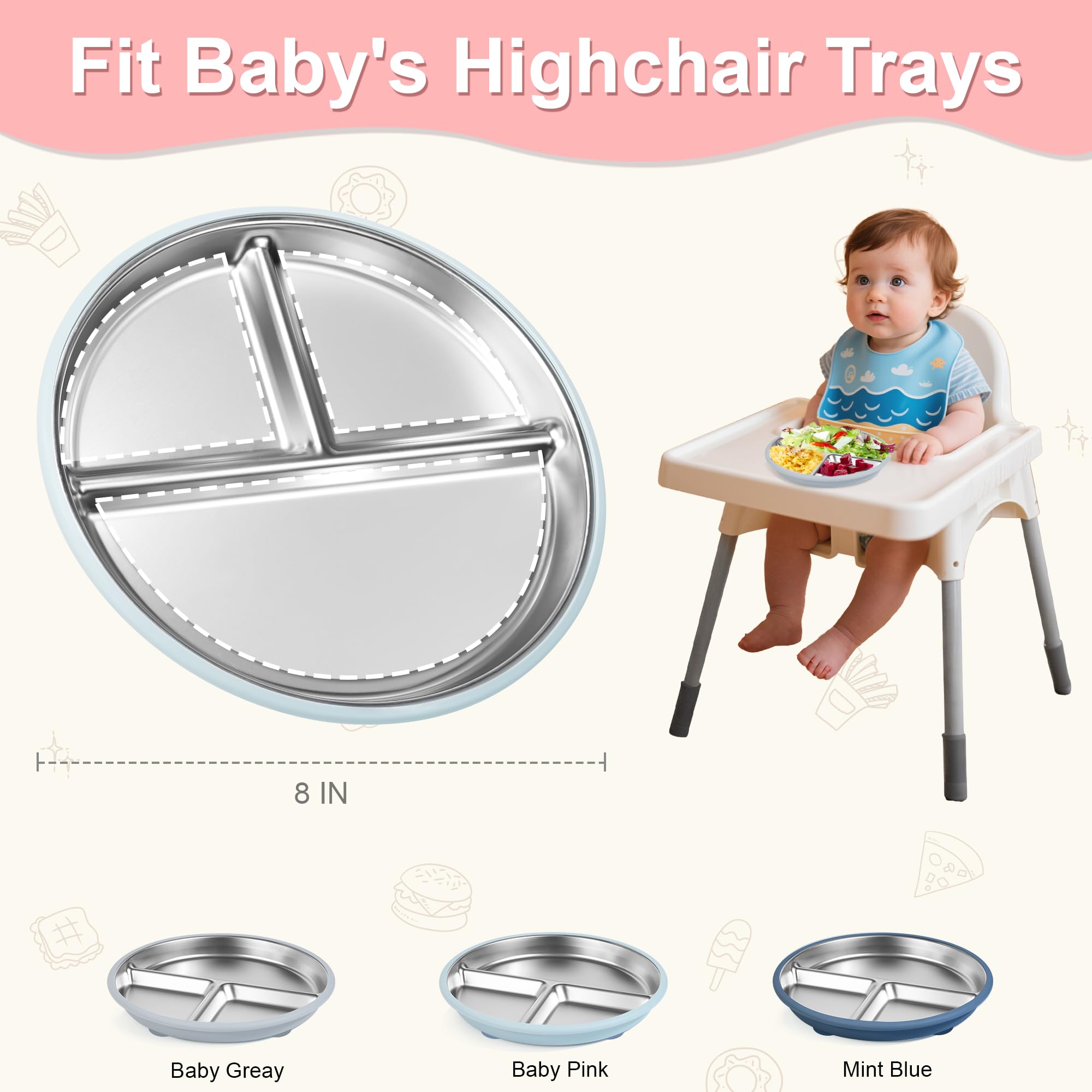Bella's Friends stainless steel kids plate keeps meals clean and durable.