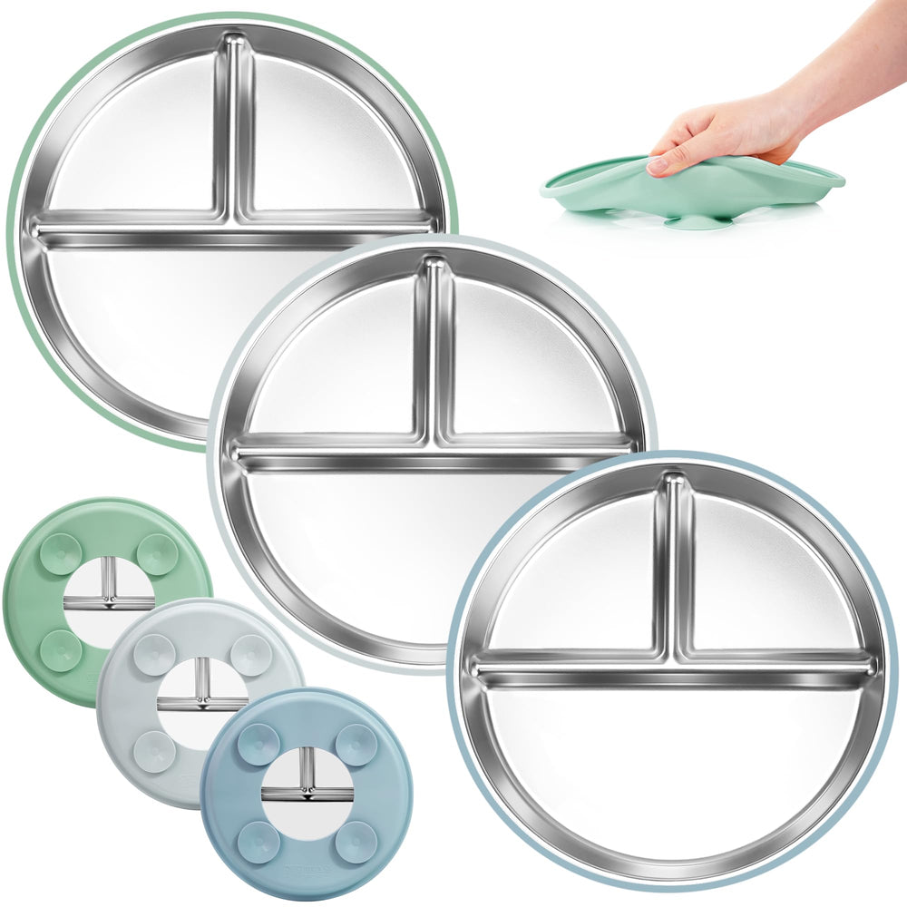Bella's Friends stainless steel plate with 8-inch surface for spacious meals