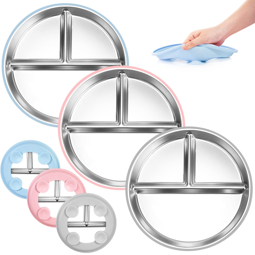 Bella's Friends stainless steel toddler plate with 9-inch surface for balanced meals.