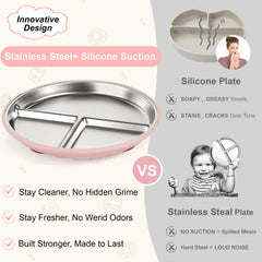 Four suction cups on Bella's Friends plate provide stable, non-slip dining.