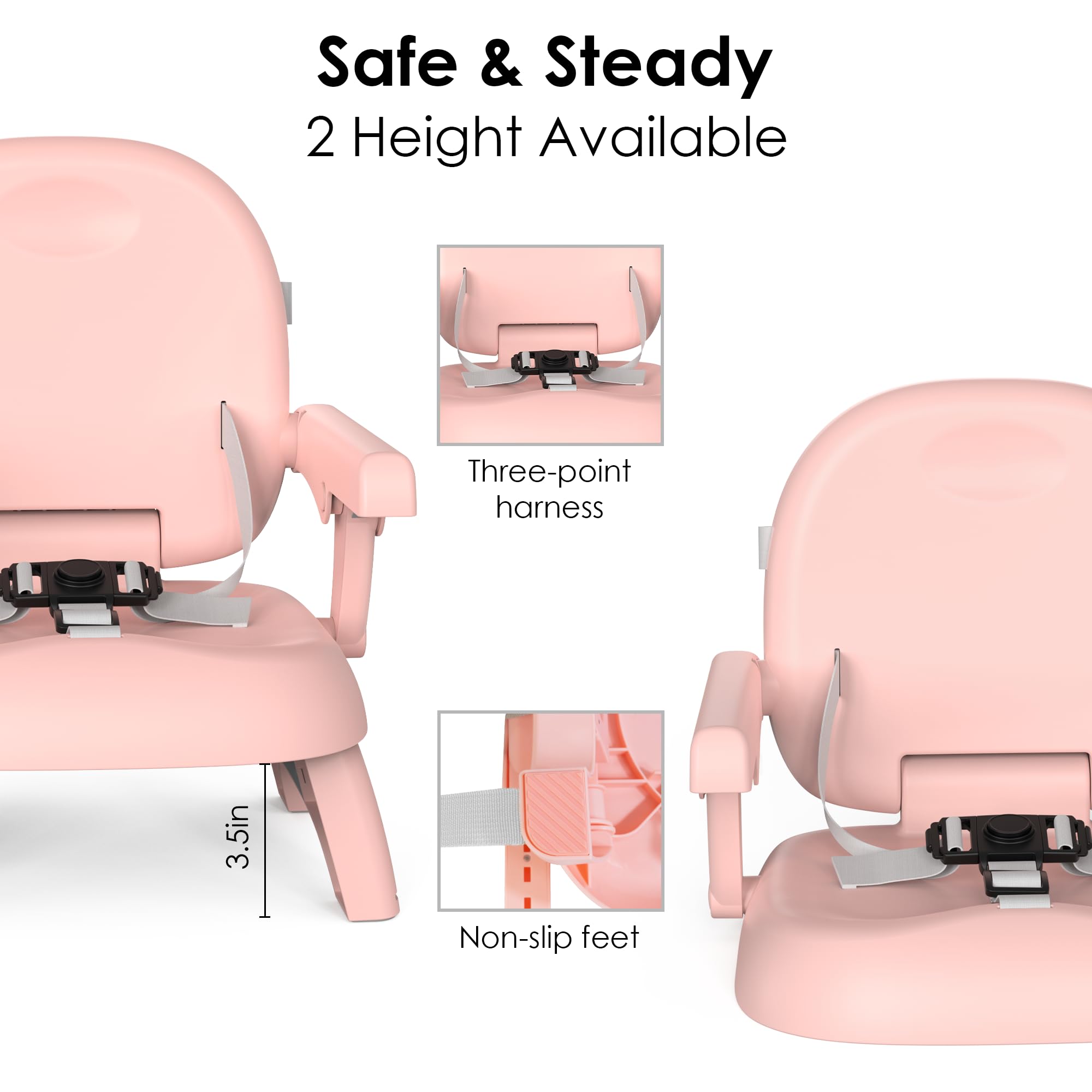 Bella’s Friends three-point harness with adjustable straps.