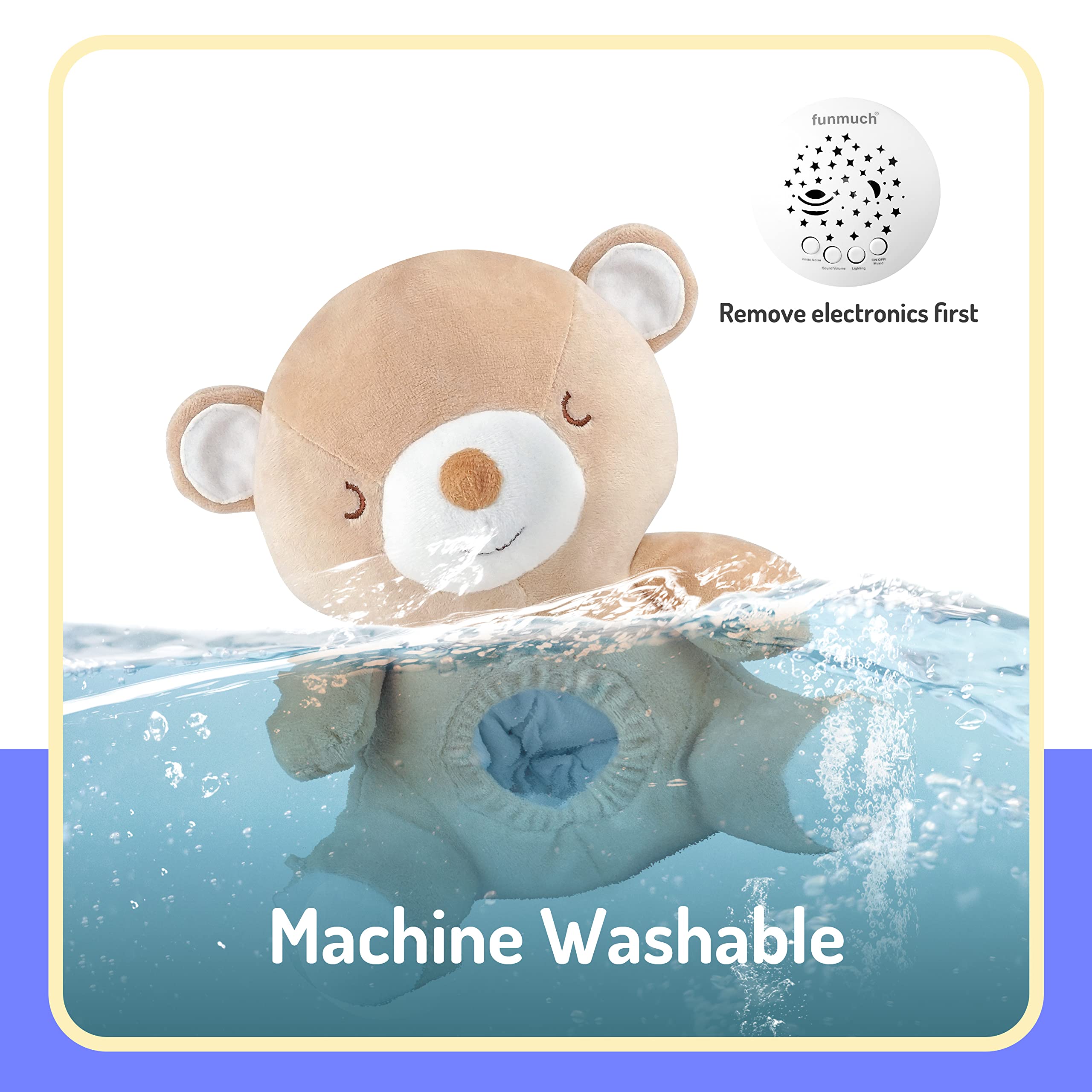 BELLOCHIDDO teddy-bear-soother-volume-control allows gentle listening adjustments.