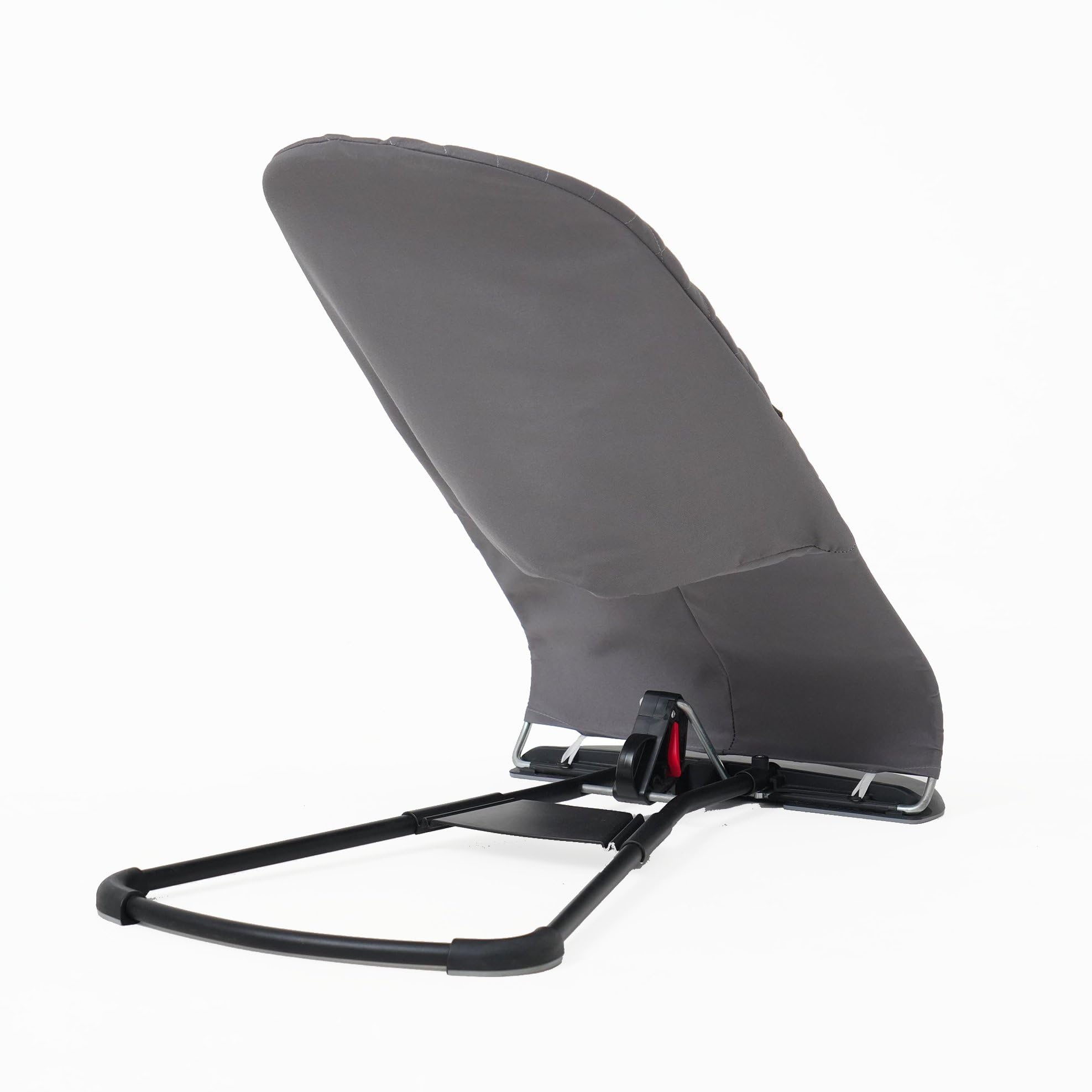 Belltop fabric seat demonstrates compatibility with BabyBjörn bouncers for secure fit.
