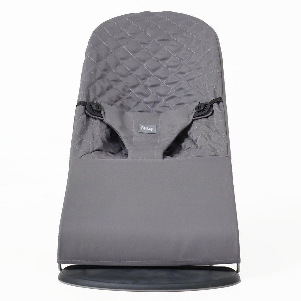 Belltop fabric seat for Bouncer in grey shows ergonomic design for comfortable support.