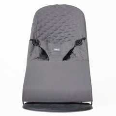 Belltop fabric seat for Bouncer in grey shows ergonomic design for comfortable support.