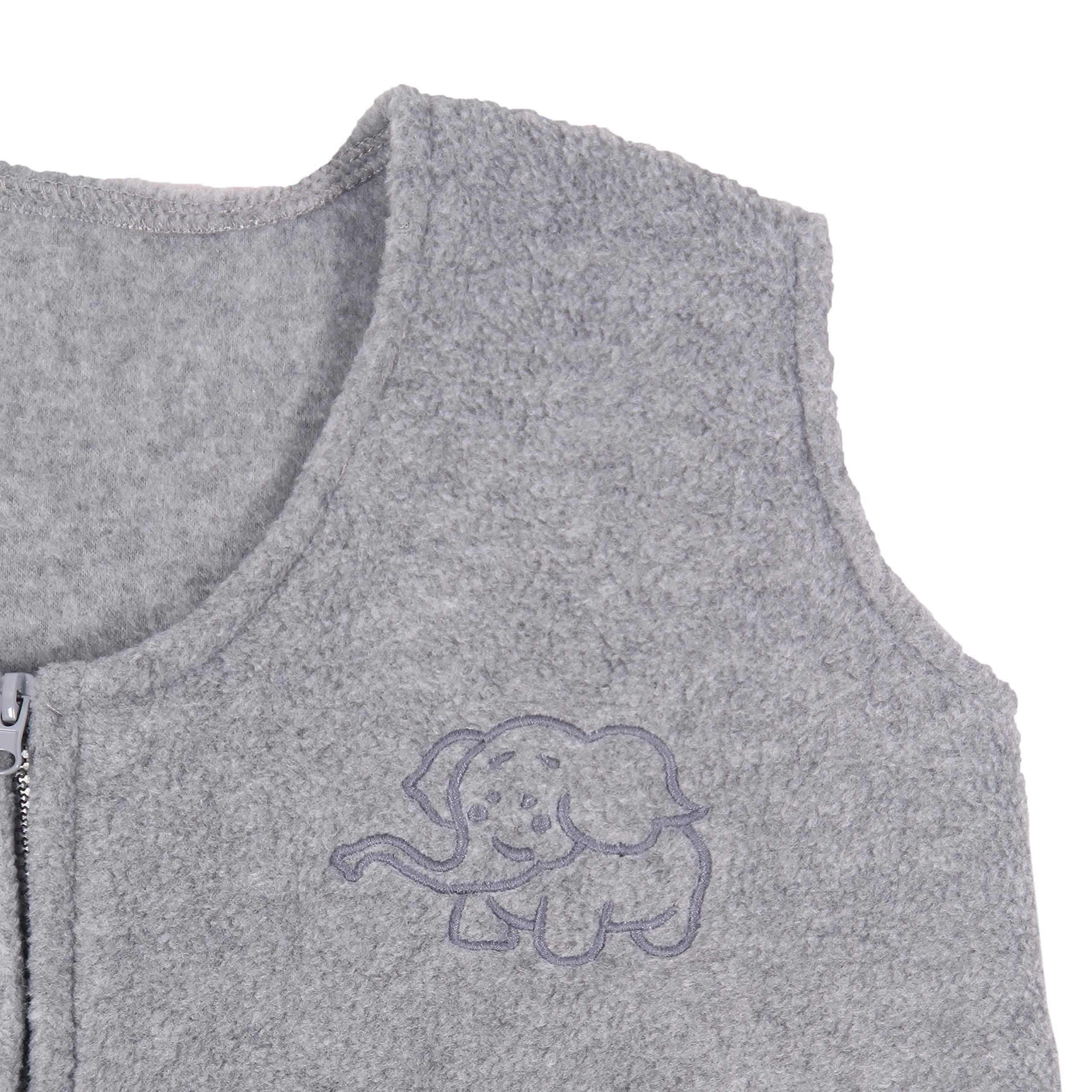 Belsden sleep sack features sleeveless design for arm movement.