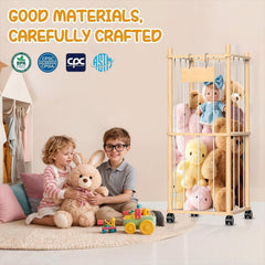 Belveora elastic cords holding plush toys securely for easy reach.