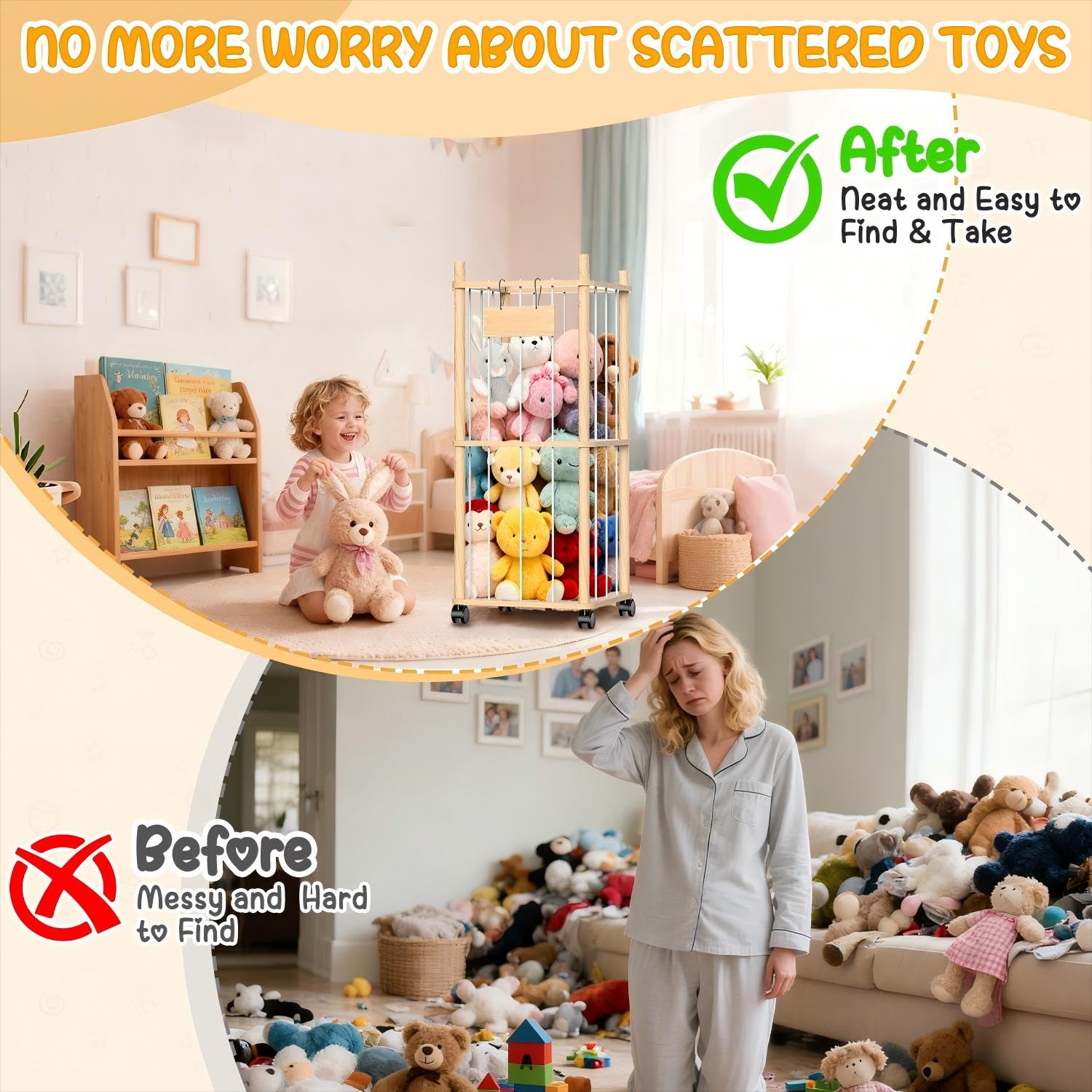 Belveora open-grid design enables quick toy access and tidy organization.