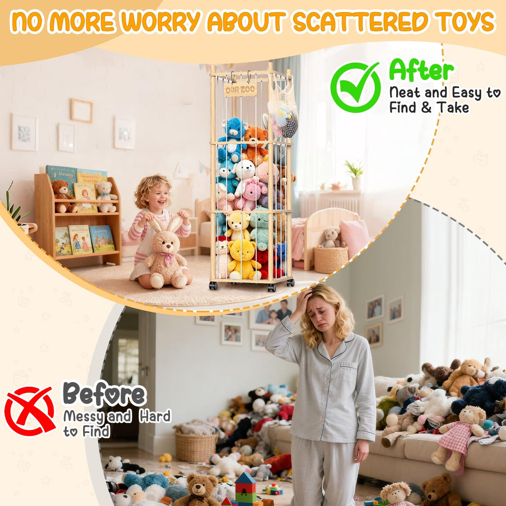 Belveora open-grid-design facilitates quick toy selection and tidy display.