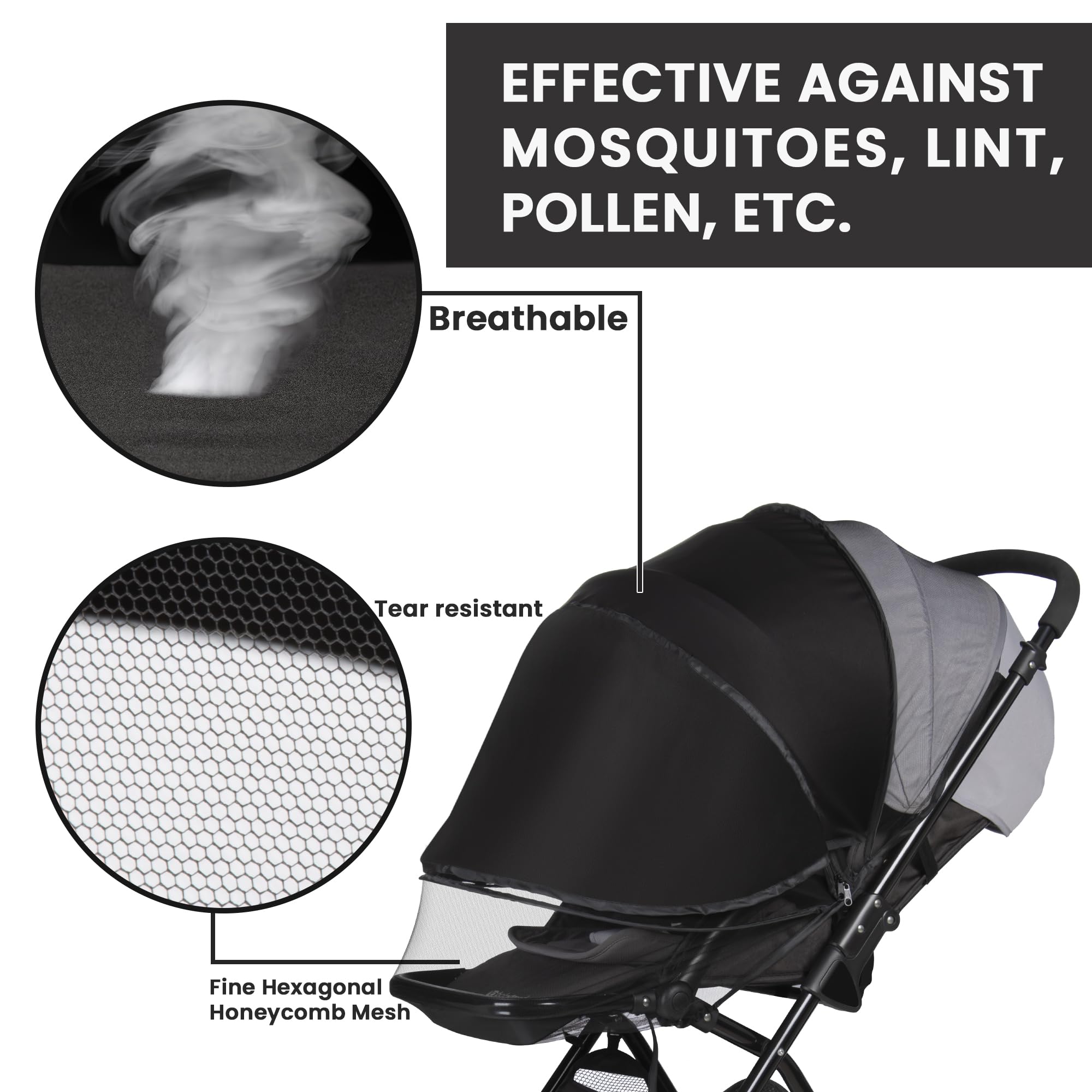 Bemece breathable honeycomb mesh ensures airflow while blocking insects.