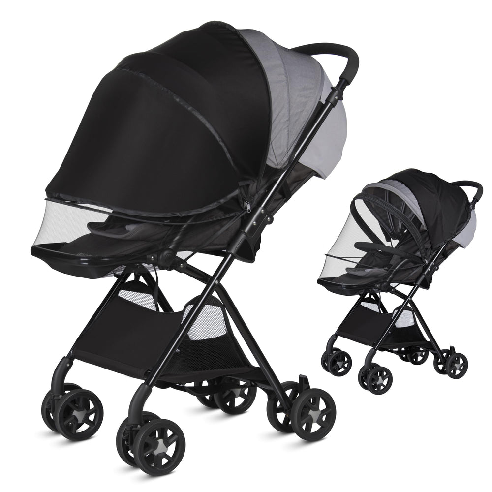 Bemece baby mosquito net sunshade upf50 protects baby from sun while strolling.
