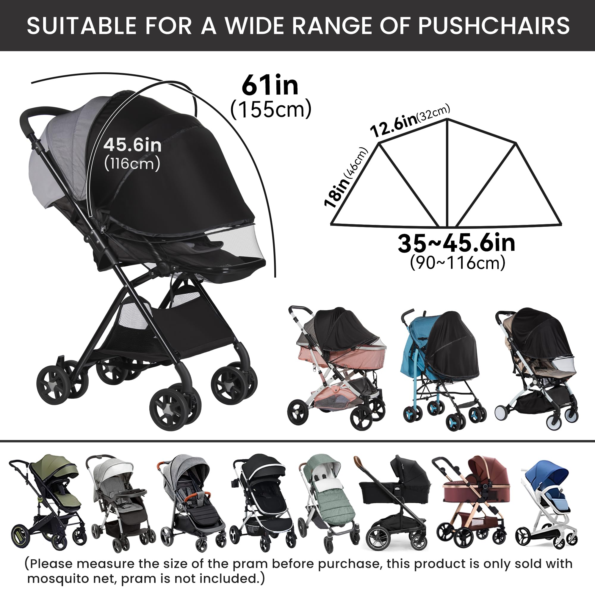 Bemece net with two-way zip allows easy access to the baby without disassembly.