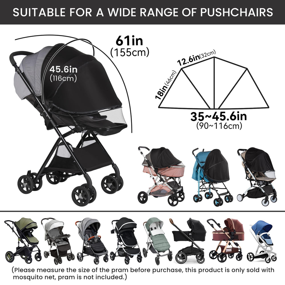 Bemece net with two-way zip allows easy access to the baby without disassembly.