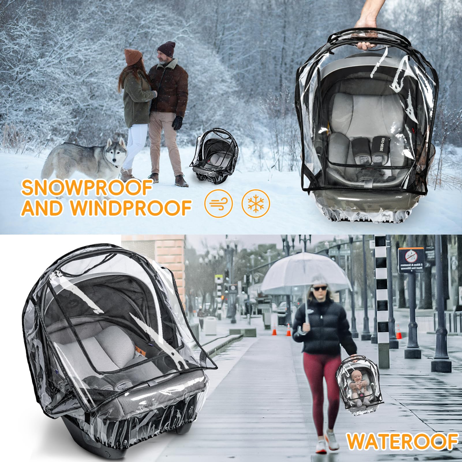 bemece car seat rain cover elastic bottom fit for snug seat fit