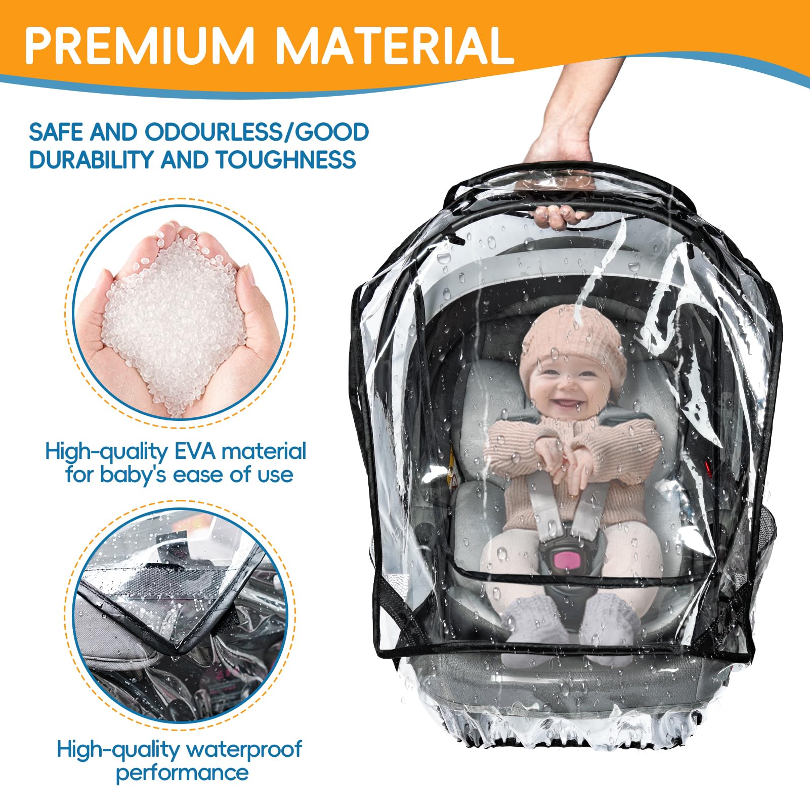 bemece car seat rain cover with side ventilation for airflow