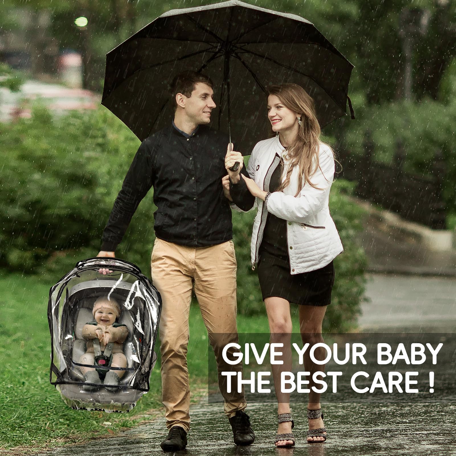 bemece car seat rain cover top opening for effortless lifting