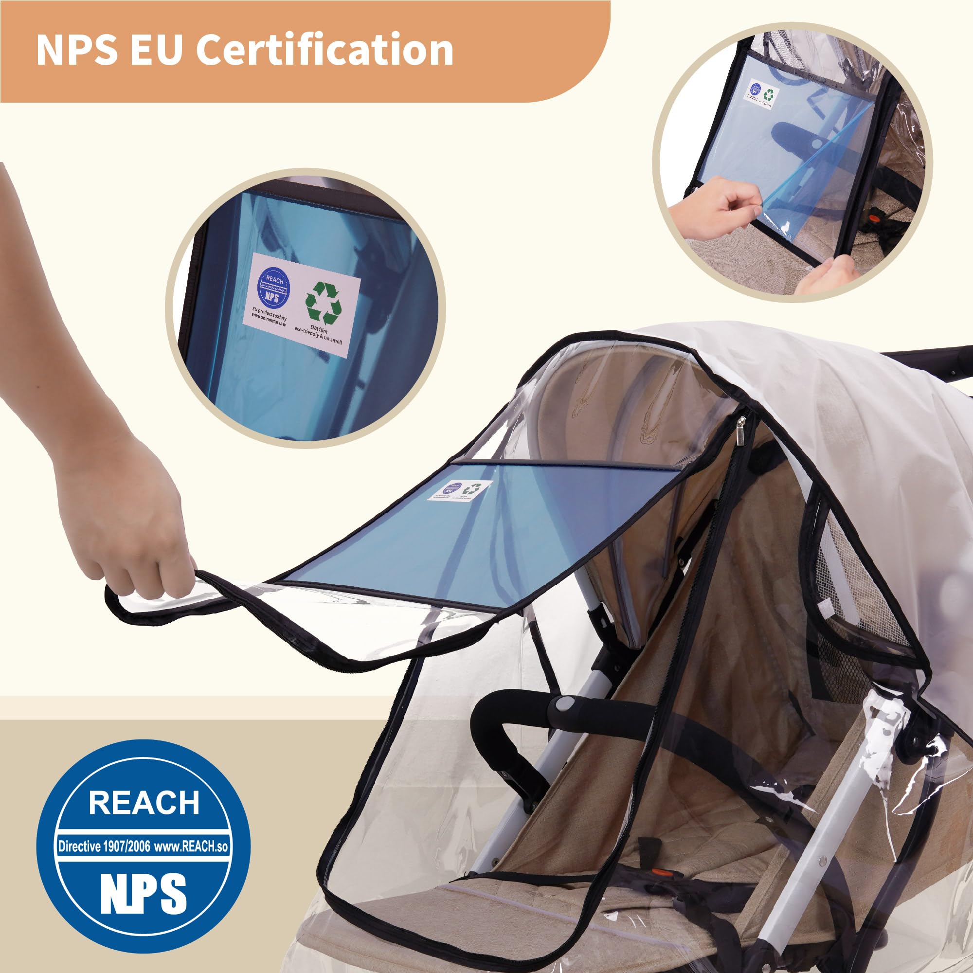 Bemece seamless top protection minimizes leaks while covering the stroller