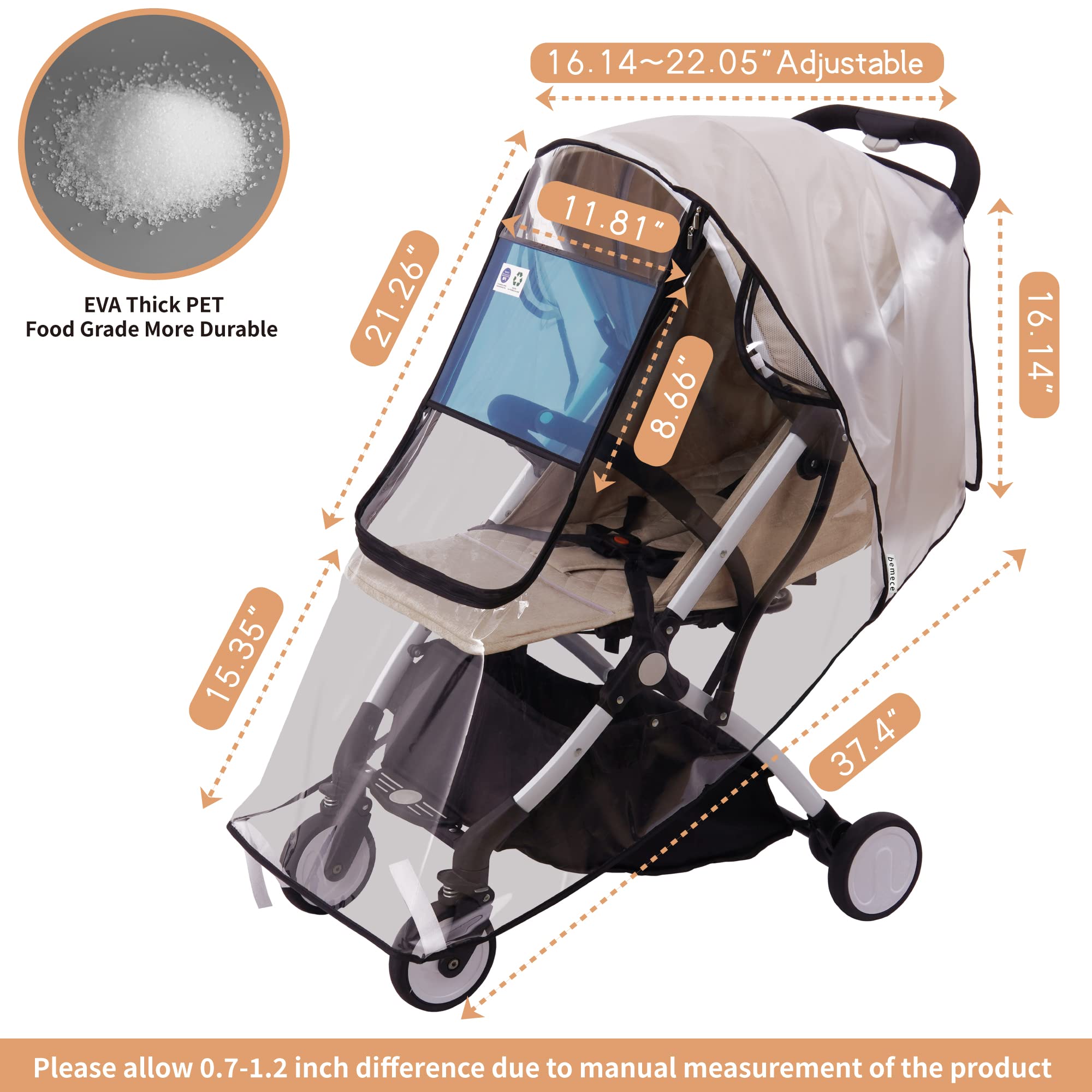 Bemece weather shield for baby travel with clear visibility