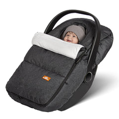 bemece winter car seat cover with foldable neckline keeps baby warm outdoors.