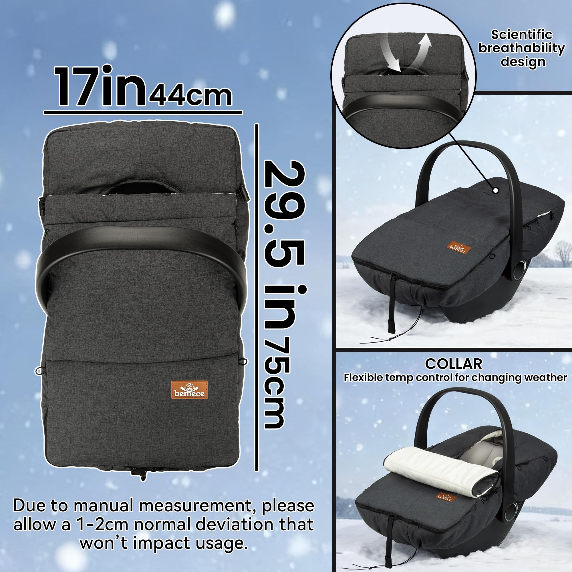 bemece winter fabric is waterproof to protect little riders from rain.