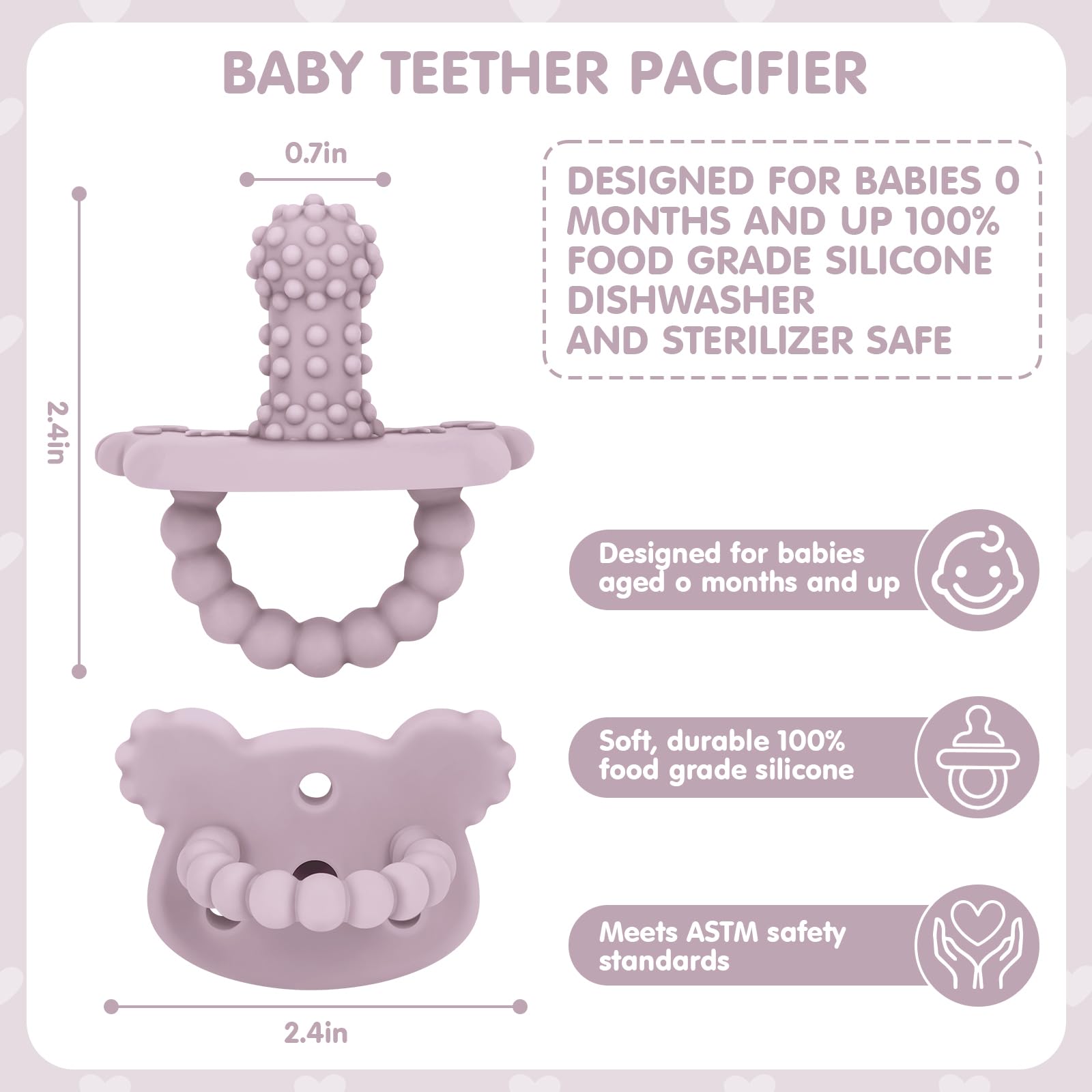 BEMEI six-pack multicolor teether provides spare pacifiers