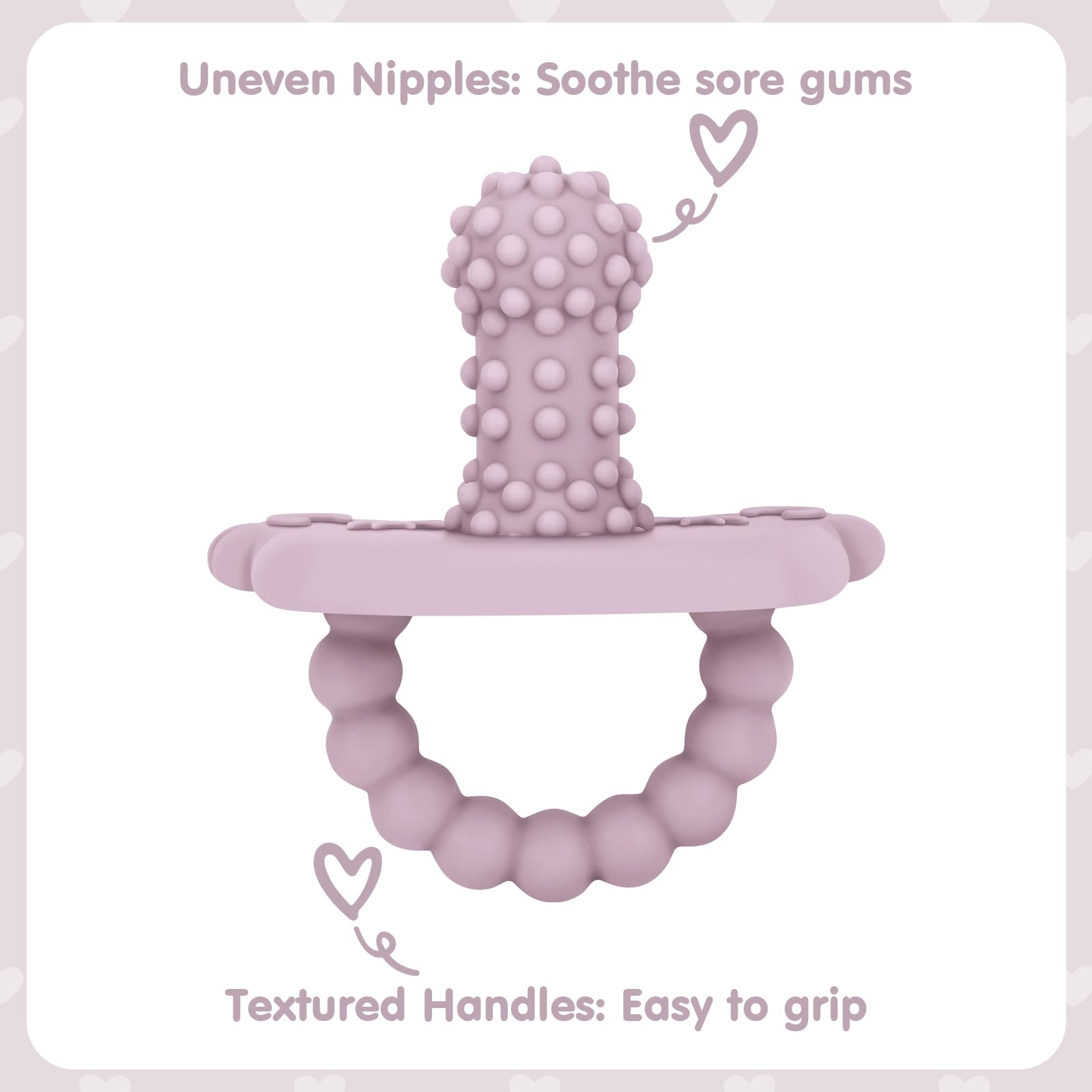 BEMEI silicone teether close-up grainy texture for gum massage