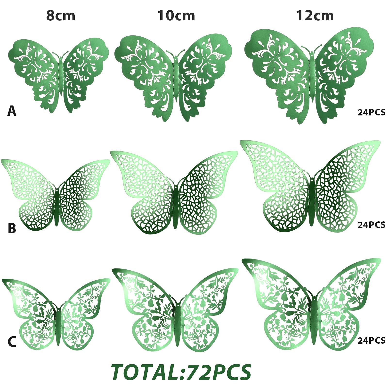 Bememo 3D butterfly wall decal 10 cm, style A, brightens living spaces.