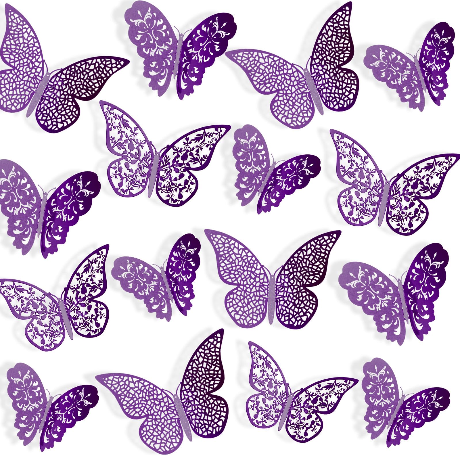 Bememo 72-piece 3D butterfly wall decals pack adds dimensional charm to walls.