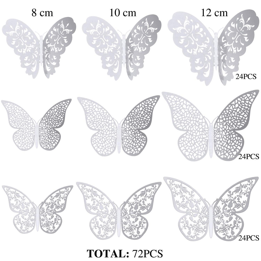 Bememo metallic butterfly decals with glitter for elegant wall decor.