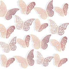 Bememo rose gold 3D butterfly decal set on wall adds shimmer and charm.