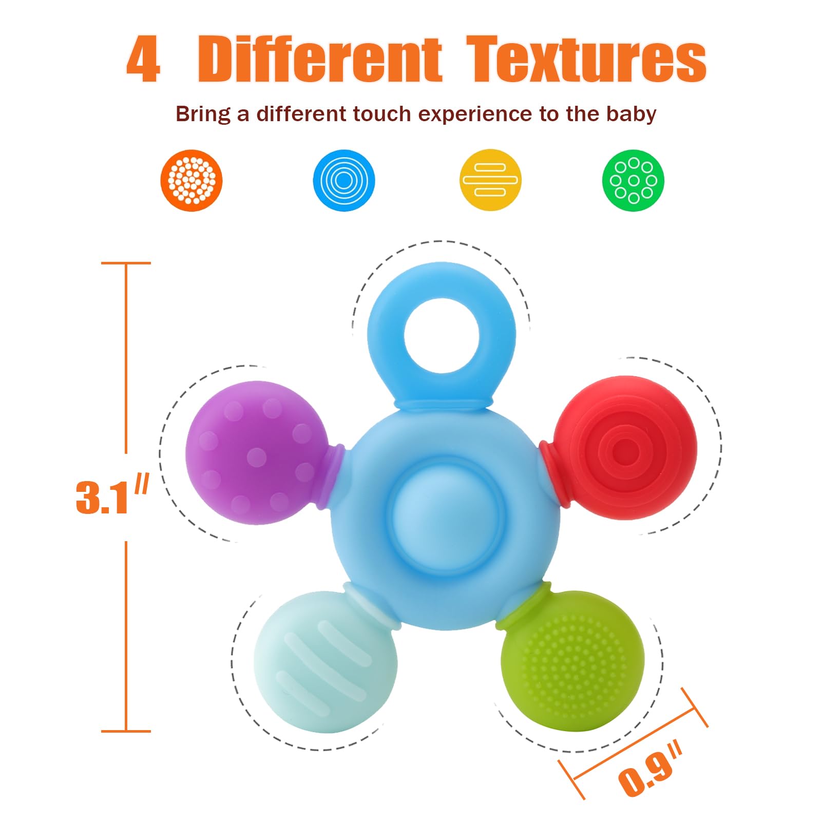 BEMEI Seeway chew necklace uses BPA-free silicone for safe mouth exploration.