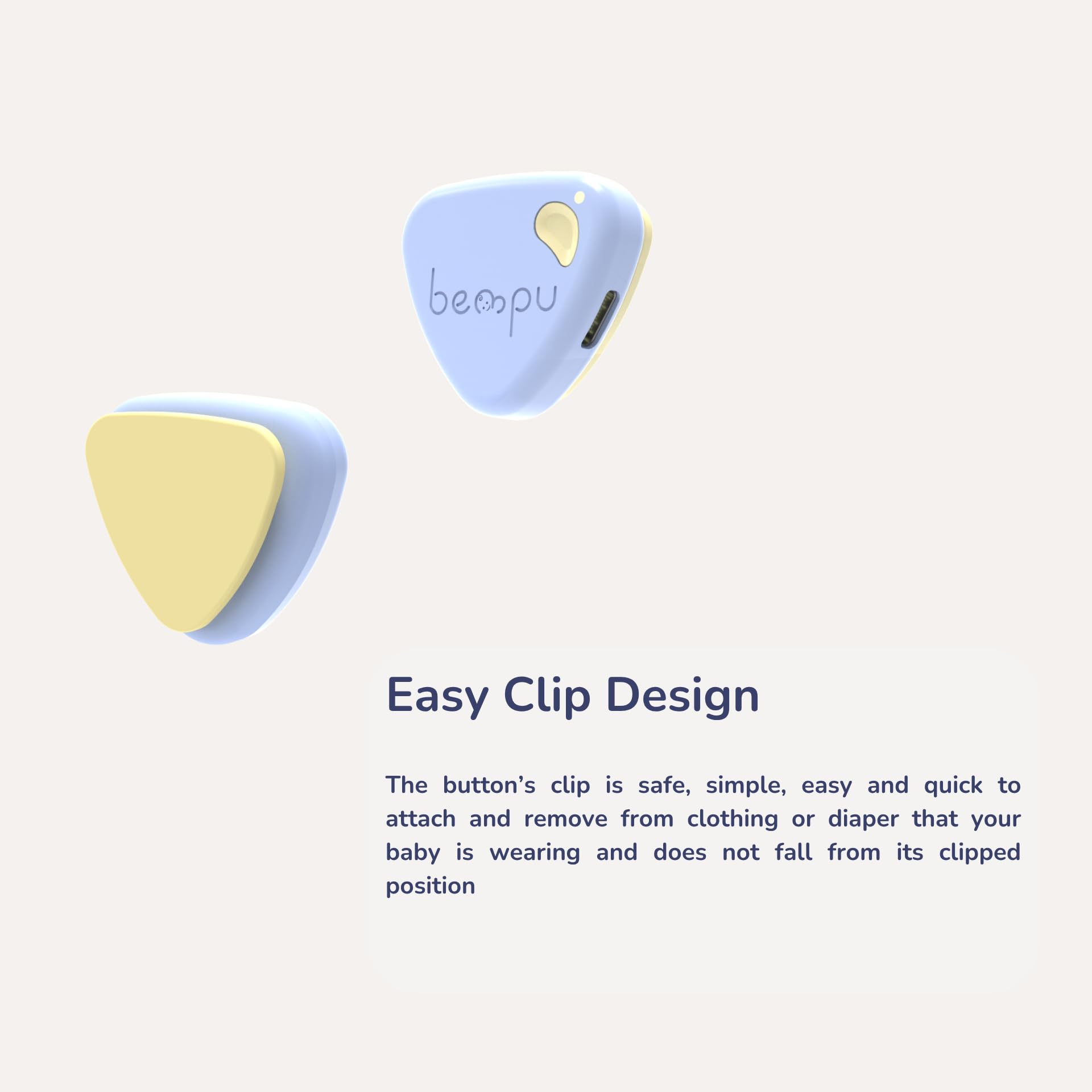 Bempu Bellybutton clip design secures monitor on clothing for stable sleep.